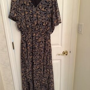 MSK Black and Brown Ruched Wrap Maxi Dress